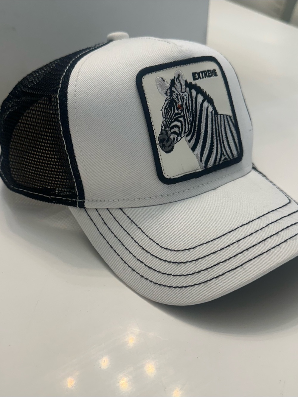 Goorin Brothers White and Black Zebra Extreme Trucker Hat black white - Picture 2 of 9